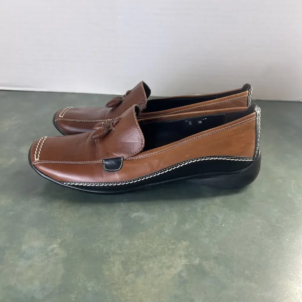 Sesto Meucci Italy Leather Tassel Driving Loafers Womens Size 5 Vintage